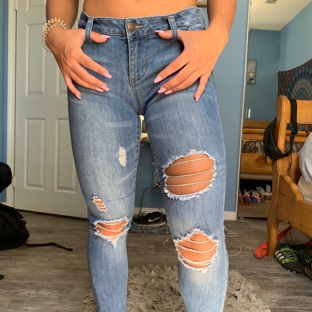 Blue ripped jeans